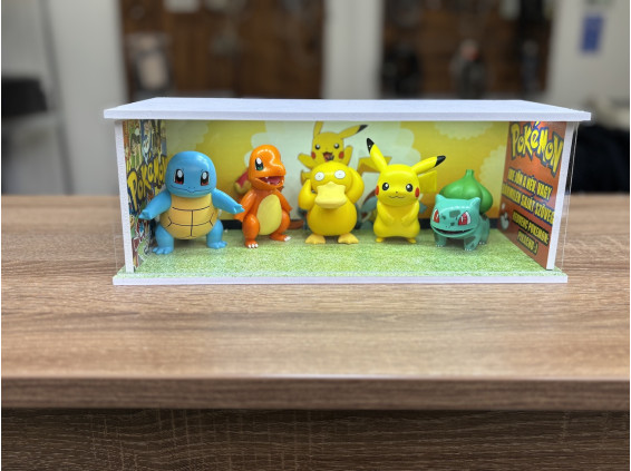 Pokemon themed diorama + with characters + unique photo and text  + with LED light