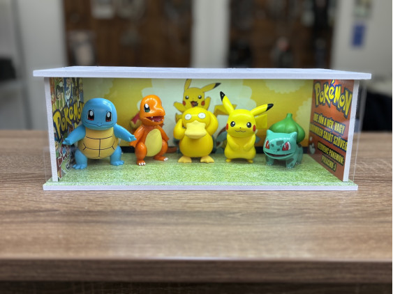 Pokemon themed diorama + with characters + unique photo and text  + with LED light