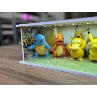 Pokemon themed diorama + with characters + unique photo and text  + with LED light