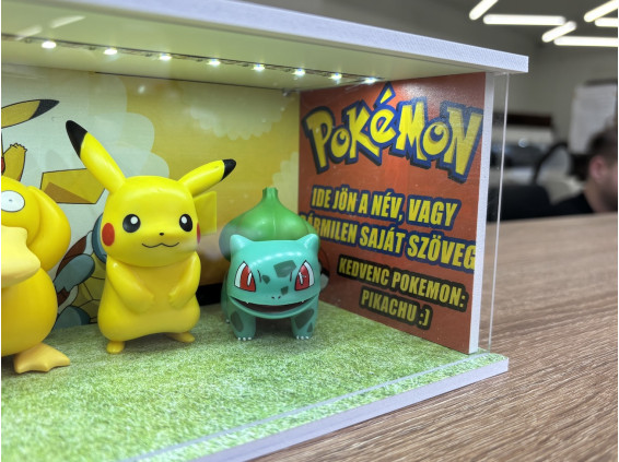Pokemon themed diorama + with characters + unique photo and text  + with LED light
