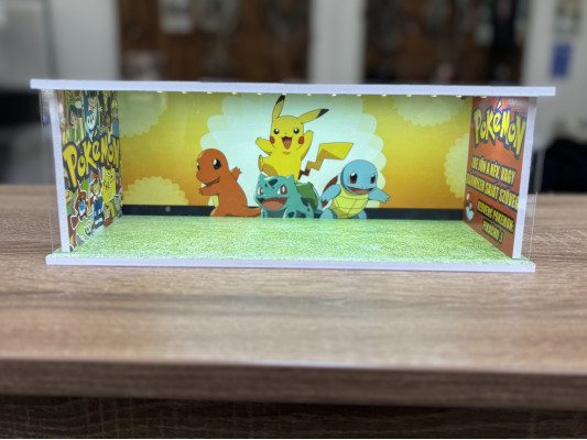 Pokemon themed diorama + unique photo and text + with LED light