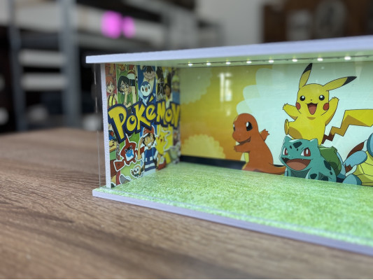 Pokemon themed diorama + unique photo and text + with LED light