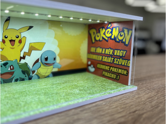 Pokemon themed diorama + unique photo and text + with LED light