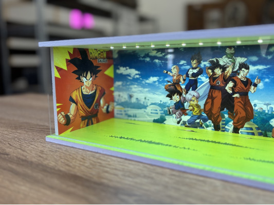 Dragon Ball themed diorama + with custom photo and text + with LED light