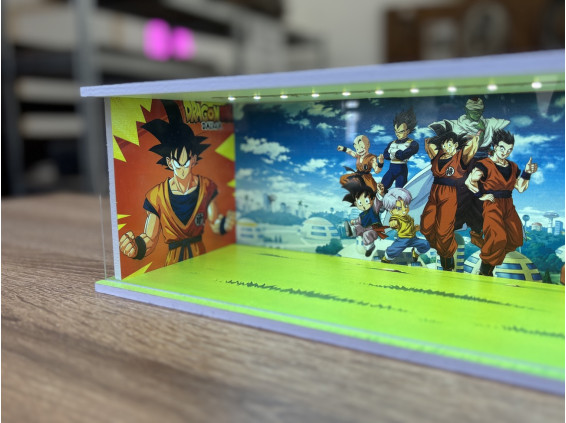 Dragon Ball themed diorama + with custom photo and text + with LED light