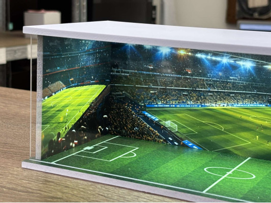 Football themed diorama, with Custom photo + text, with LED light