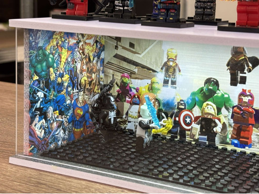 Marvel themed diorama + custom photo and text + with LED light