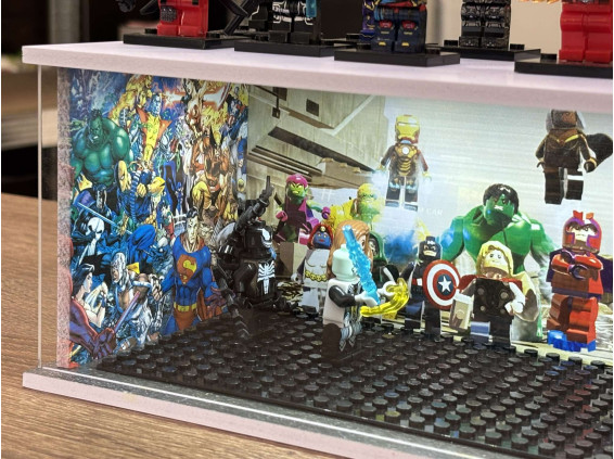 Marvel themed diorama + custom photo and text + with LED light