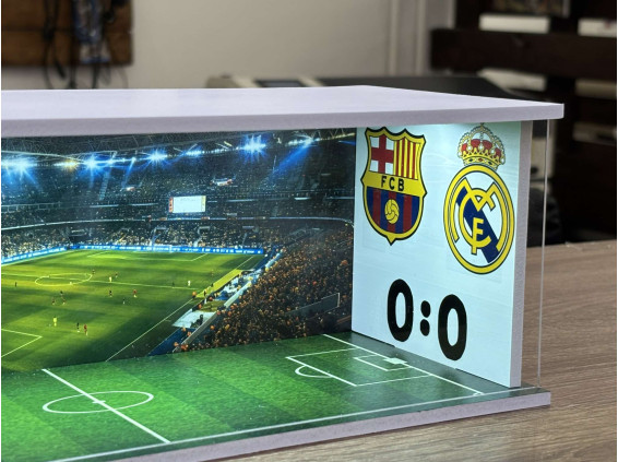 Football themed diorama, with Custom photo + text, with LED light