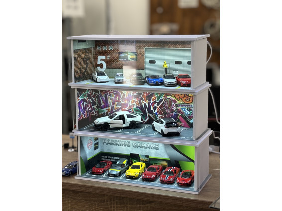Car themed diorama, template, custom text + photo + Hot Wheels car