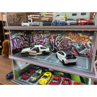 Car themed diorama, template, custom text + photo + Hot Wheels car